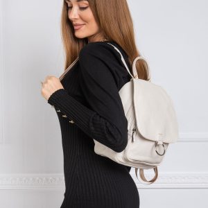 Light Beige Small Backpack with Flip