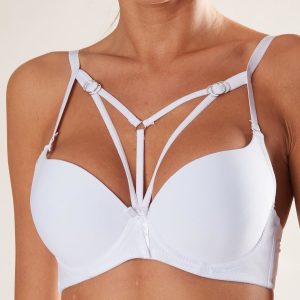 White push up bra with stripes