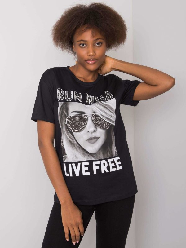 Black Irisha Cotton T-Shirt