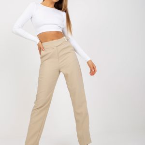 Beige women's pants from a suit with pockets