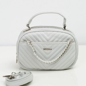 Light grey handbag with decorative chain