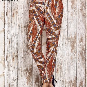 Orange flowing trousers with artistic print