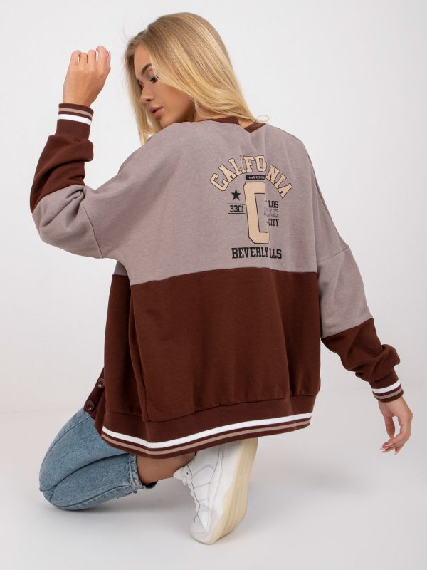 Beige and brown sweatshirt with print