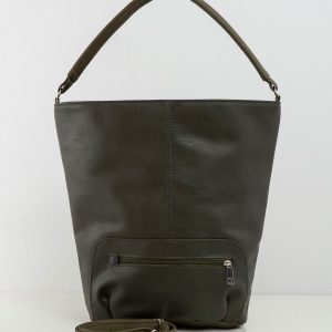 Khaki eco leather shopper bag