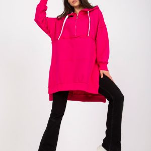 Fuchsia Basic Sweatshirt with Hoodie and Zipper