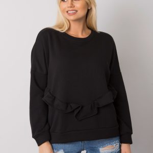 Frose RUE PARIS black ruffle sweatshirt