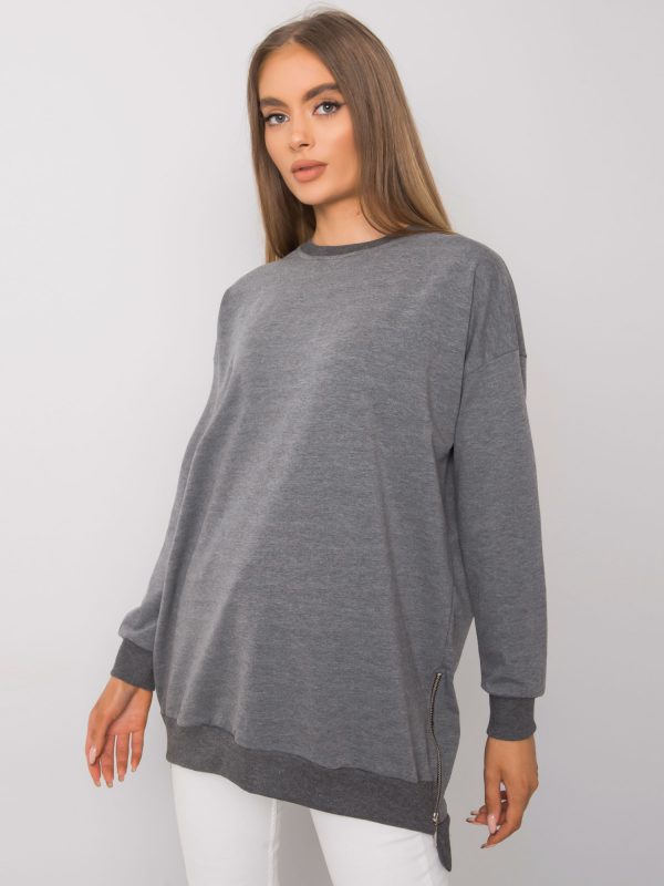 Dark Grey Melange Long Sleeve Tunic Rhiannon