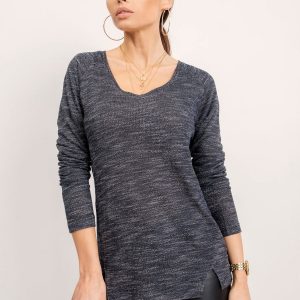 BSL Navy blue V-neck blouse