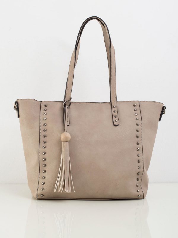 Beige eco-leather shopper bag