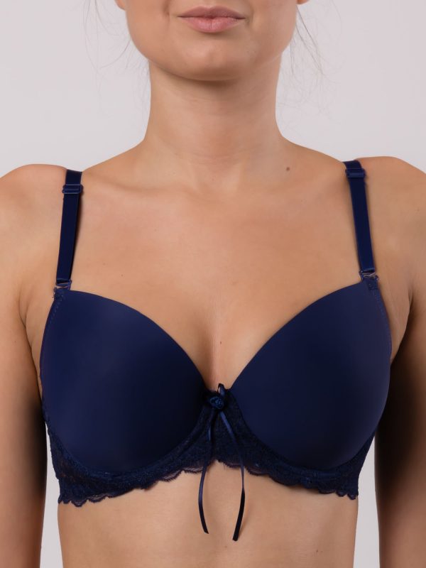 Navy blue bra with lace at the perimeter