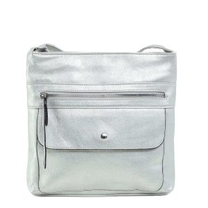 Silver shoulder bag with pockets