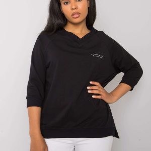 Naenia black plus size cotton sweatshirt