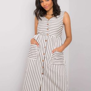 Ecru striped dress Naina RUE PARIS