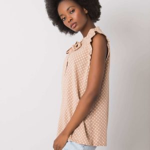 Camel blouse with polka dot Kaiya