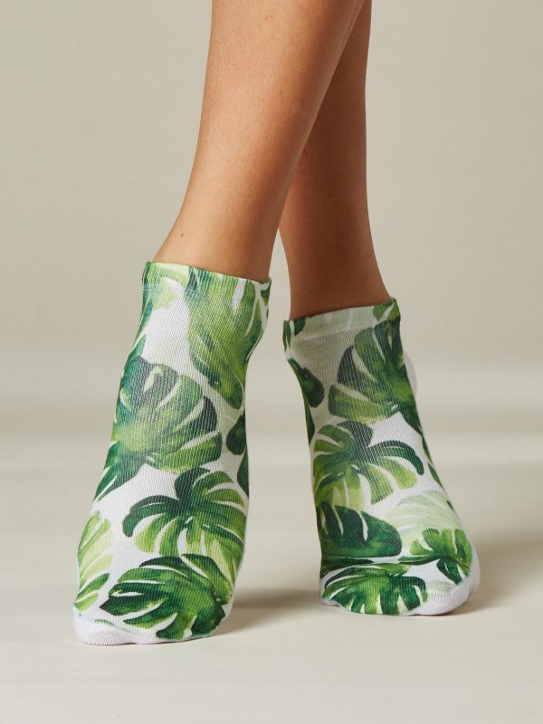 Socks feet with plant motif