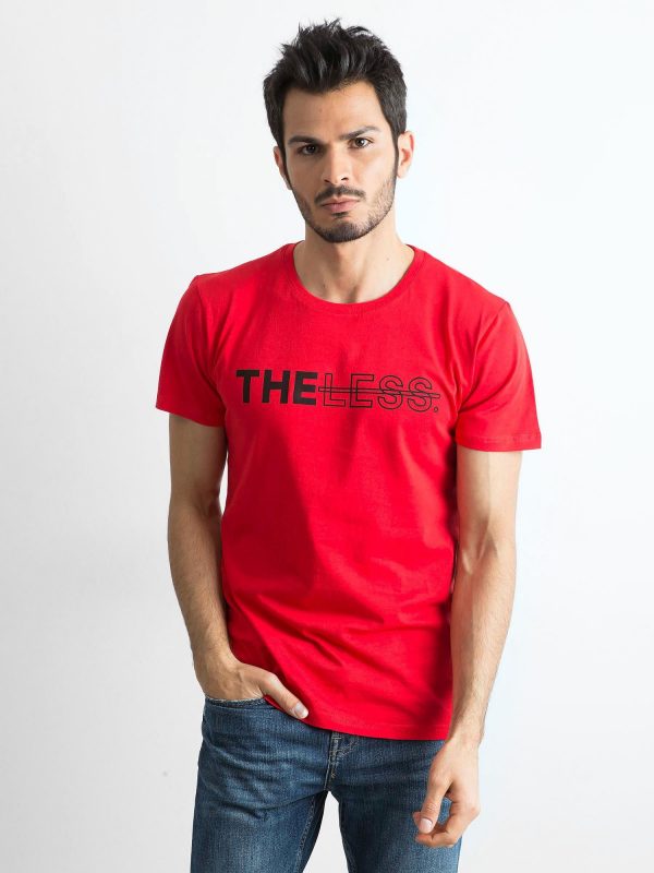 Men's Red Cotton T-Shirt with Print