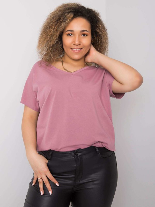 Cassie Dirty Pink Plus Size V-Neck T-Shirt