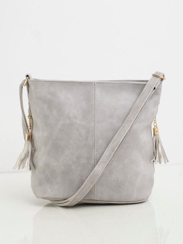 Grey faux leather handbag