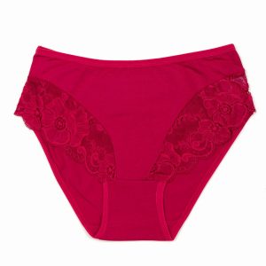 Red women's panties with lace