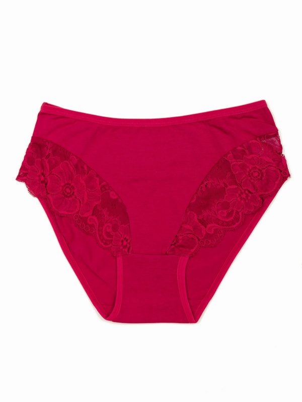 Red women's panties with lace