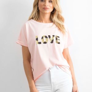 Light pink loose-fitting t-shirt Lovers