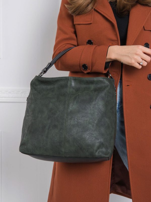 Dark green eco-leather bag