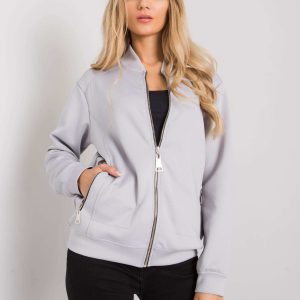 Gray bomber sweatshirt with Lanecia pockets