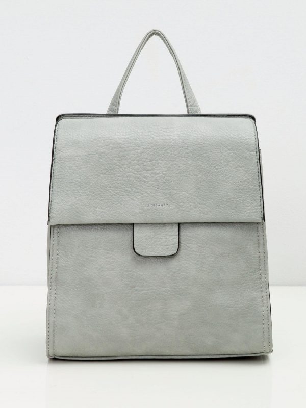 Light Grey Women's Backpack in Eco Leather