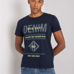 Navy Blue Men's T-Shirt with Asher Print