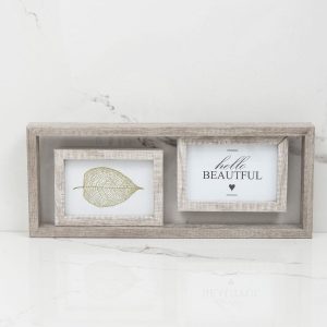 Beige photo frames with shelf