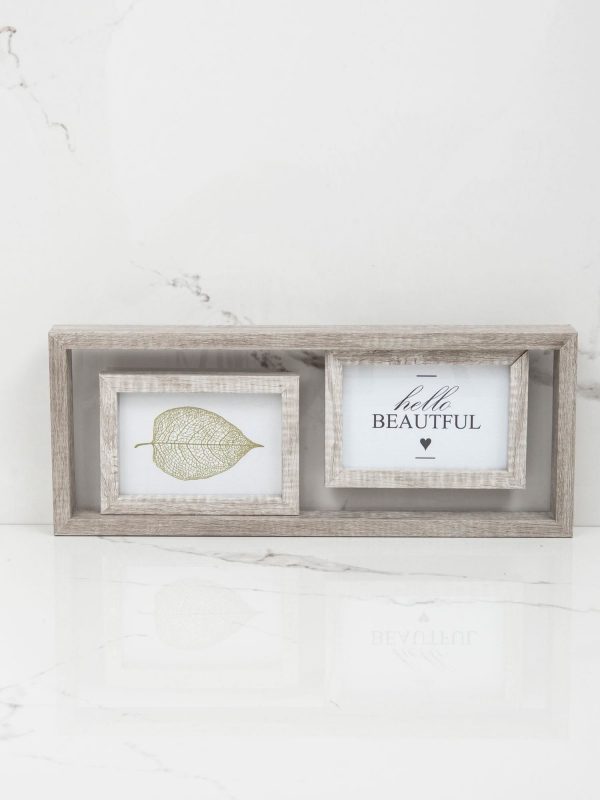 Beige photo frames with shelf