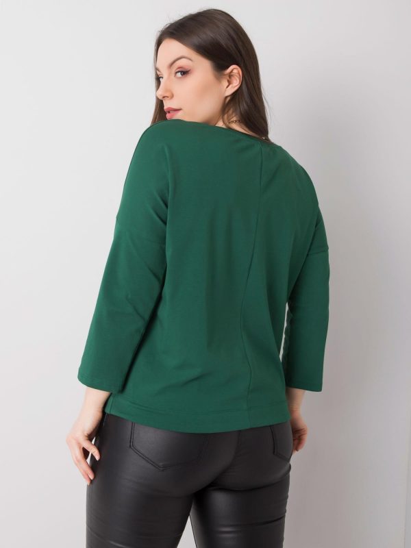 Dark Green Plus Size Cotton Blouse Sandy