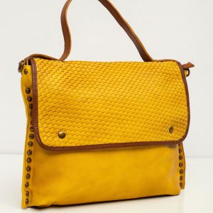 Yellow bag with braided flip