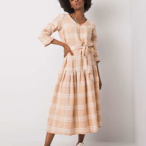 Beige checkered dress Giana