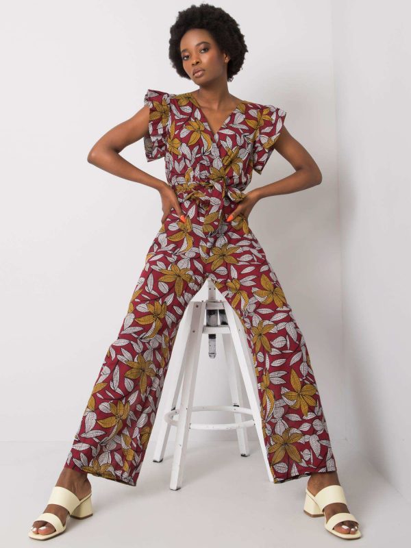 Burgundy Casja pattern jumpsuit