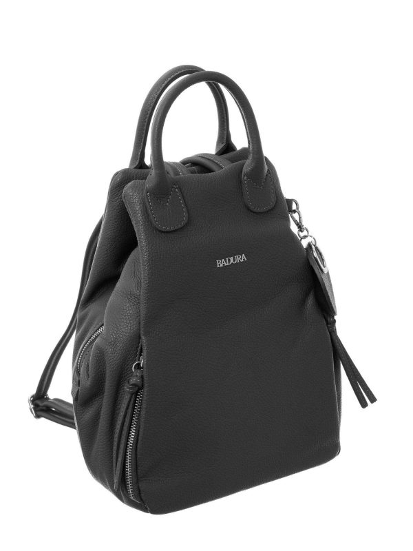 Grey leather backpack BADURA