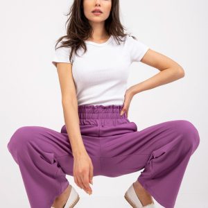 Purple basic sweatpants with elastic waistband