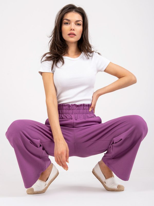 Purple basic sweatpants with elastic waistband