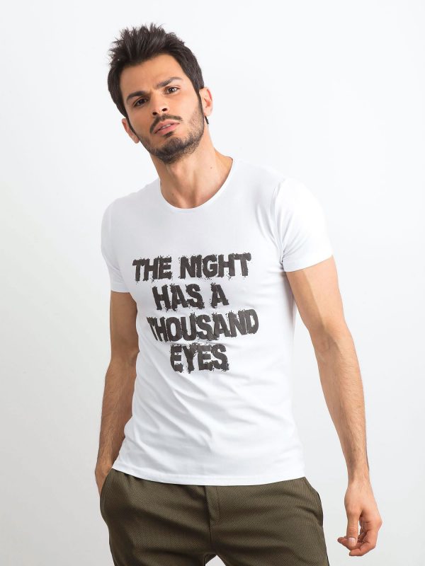 White Men's T-Shirt with Lettering