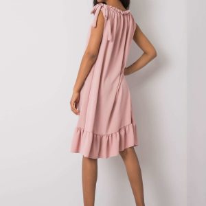 Dirty pink dress with ruffle Domenica