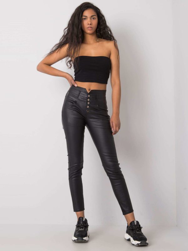 Black Ariella Waxed Pants