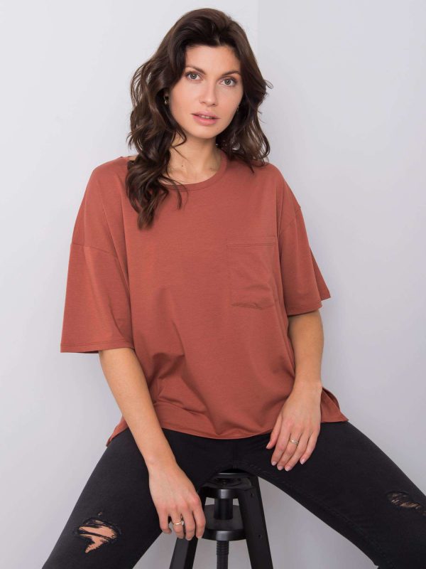 Brown cotton t-shirt Noor RUE PARIS