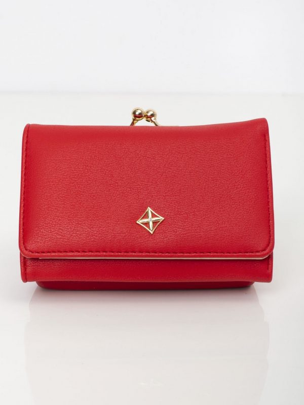 Red Women's Wallet with White Fastener