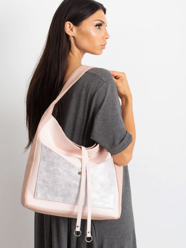 Pink bag with metallic pocket