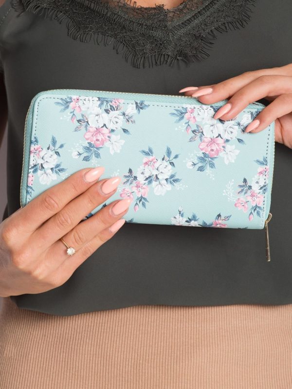 Mint wallet with flowers