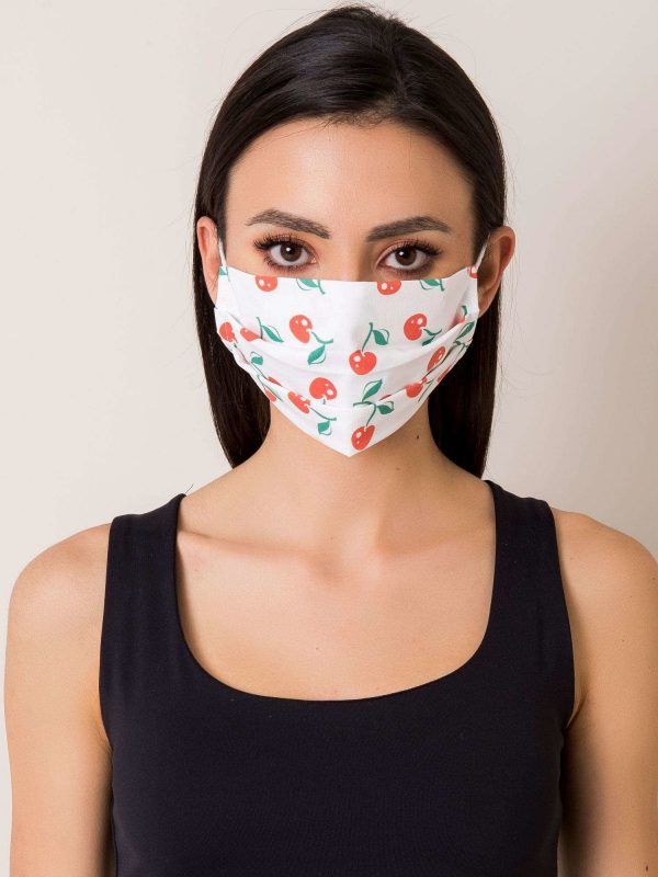 White protective mask with fruit print