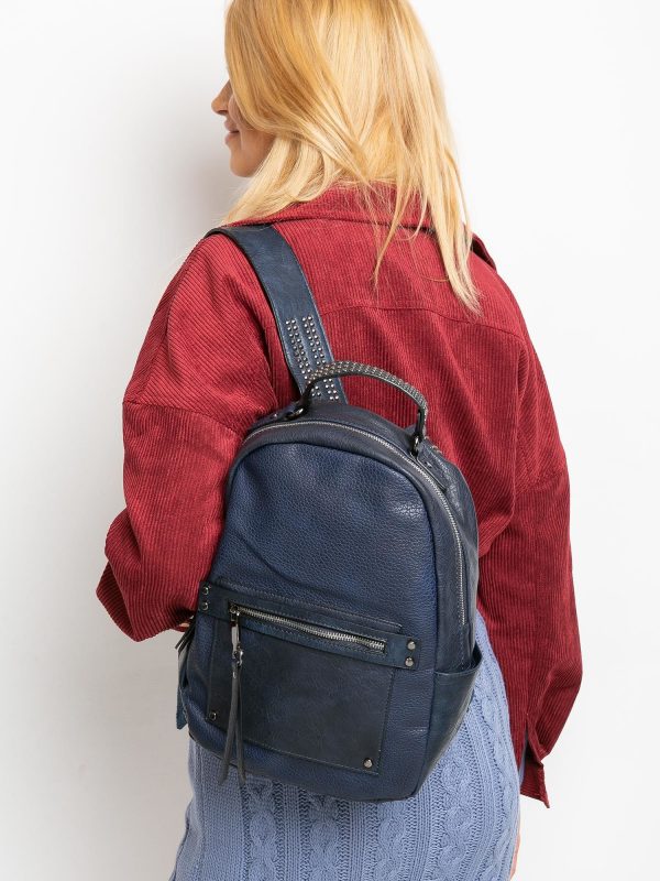 Dark blue backpack with studs