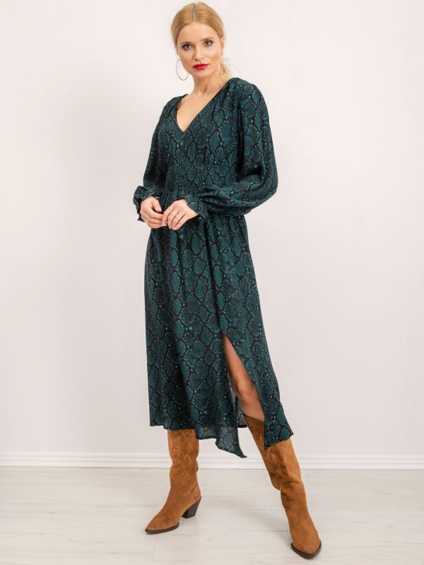 BSL Dark Green Pattern Dress