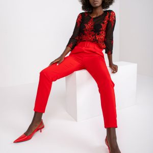 Red pants elegant with Giulia belt