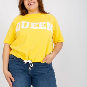 Yellow Casual Plus Size Short Sleeve Blouse